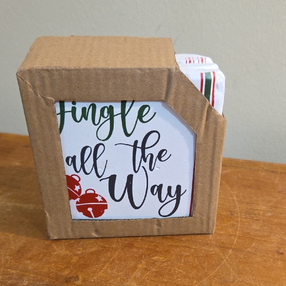 Set Of 4 Ceramic Holiday Coasters New In Open Box